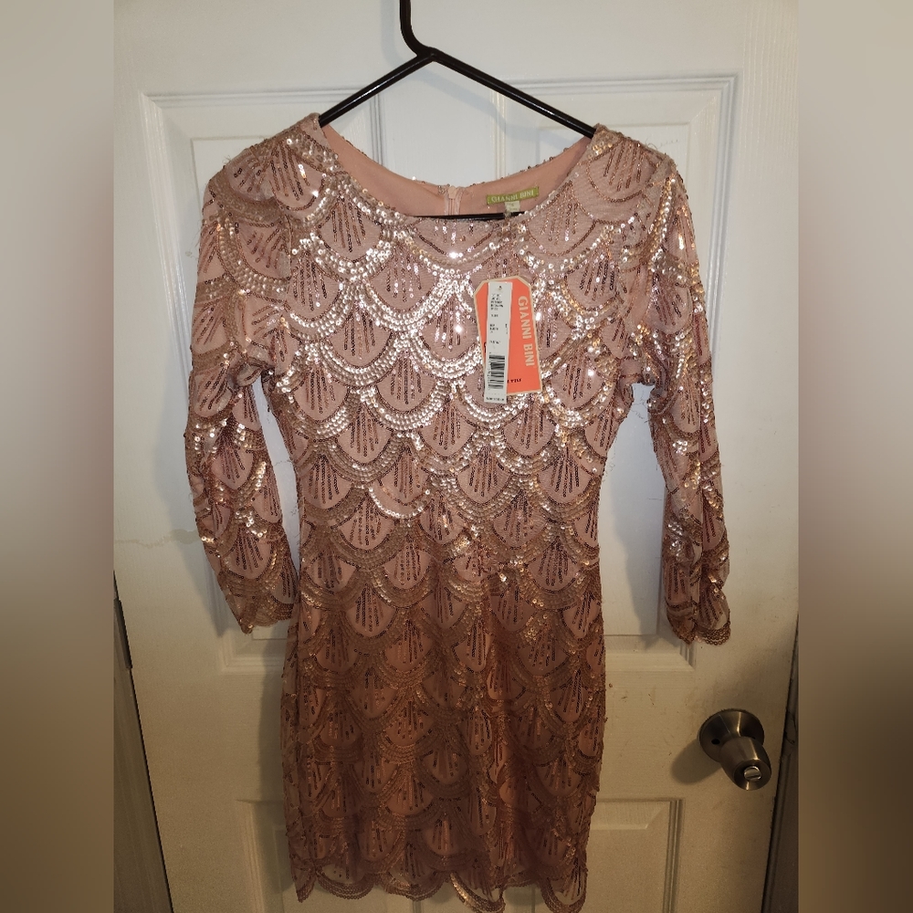 Gianni Bini Small Pink Sequined Cocktail Dress